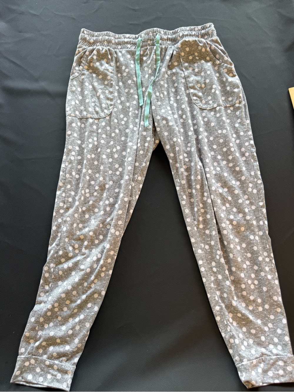 Jane and Bleecker Gray Polka Dot Lounge Pajama Pants with Mint Drawstring